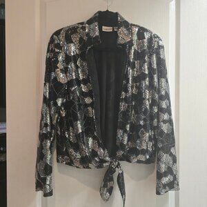 Chico's Sequin Evening Jacket Top Size 1